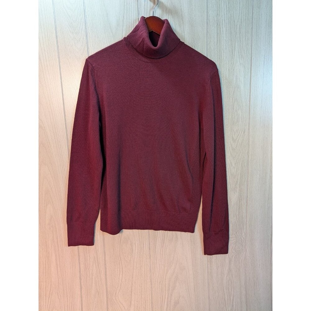 Banana Republic Sweater Womens M Medium Maroon Turtle Neck Merino Wool Pullover